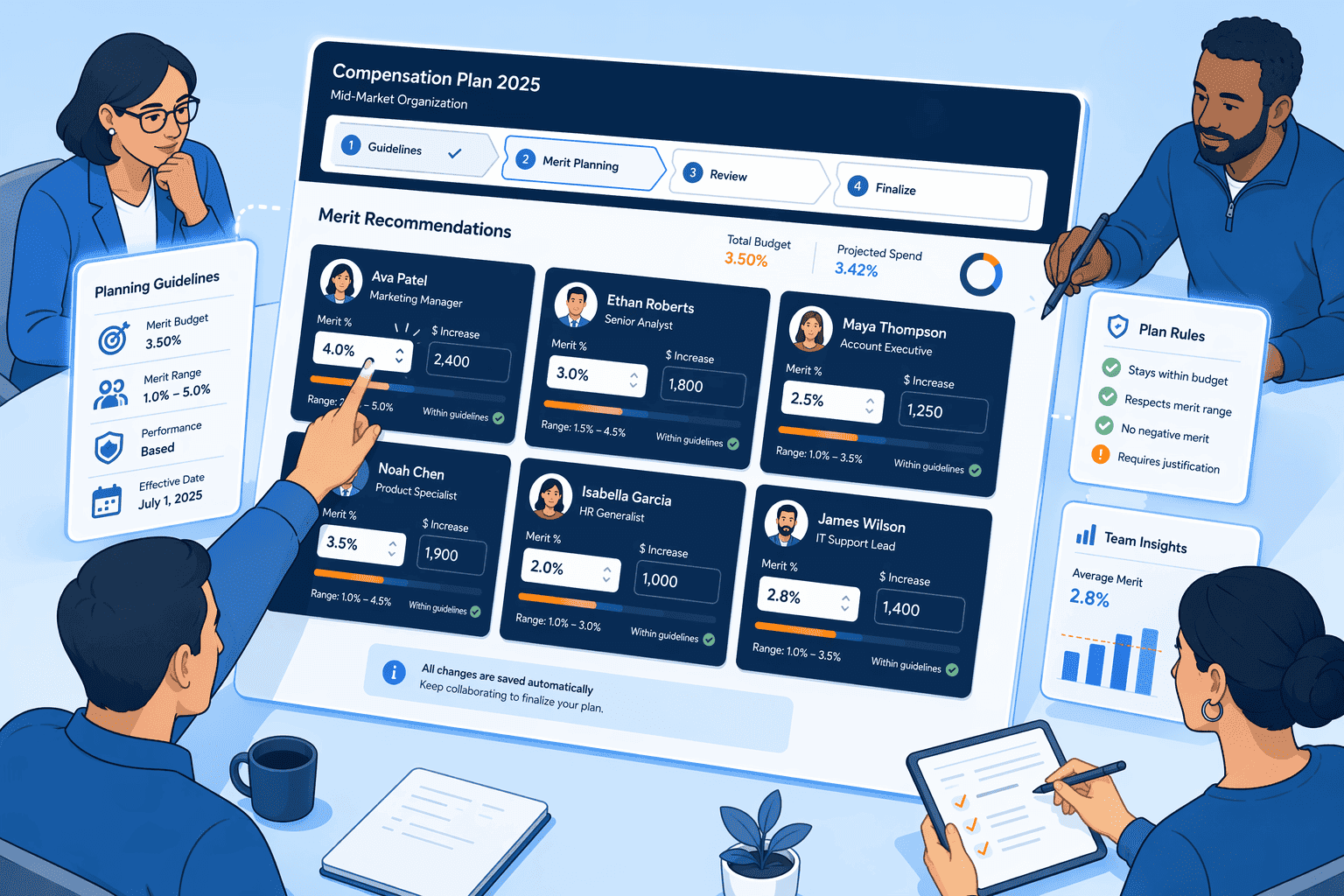 Illustration for 8. CompensationXL: Agile, Collaborative Planning for Mid-Market Speed
