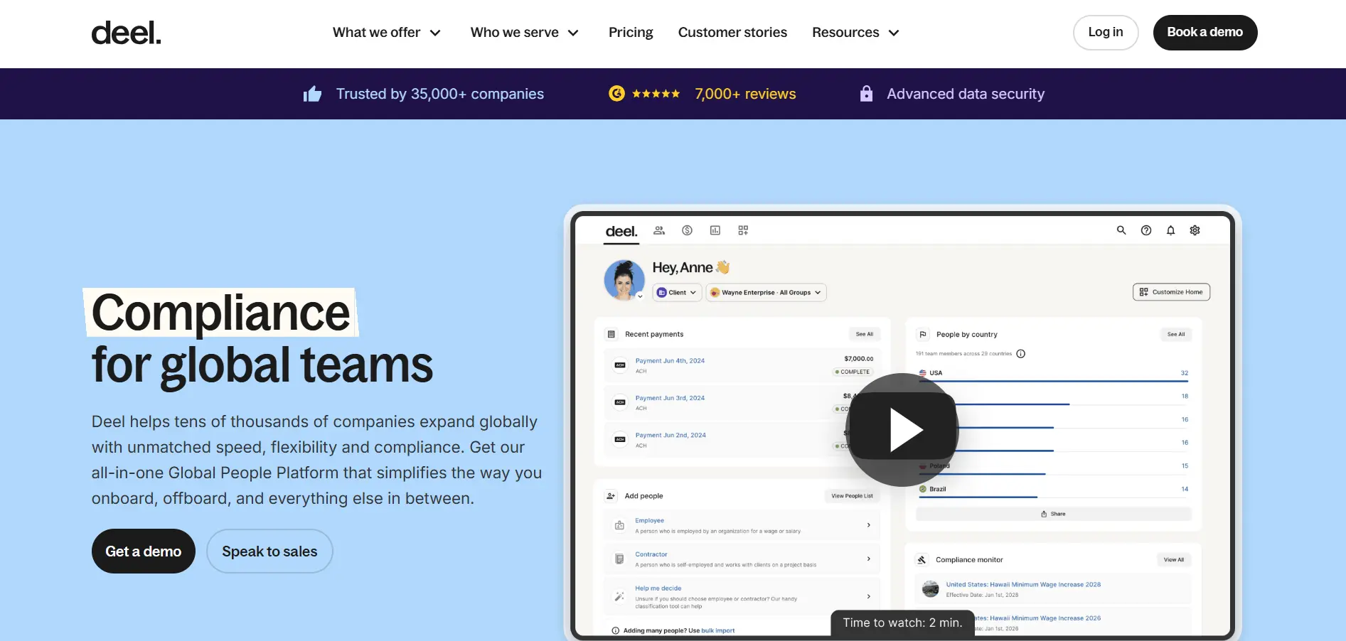 Deel is an all-in-one HR platform with a strong emphasis on global hiring and compliance