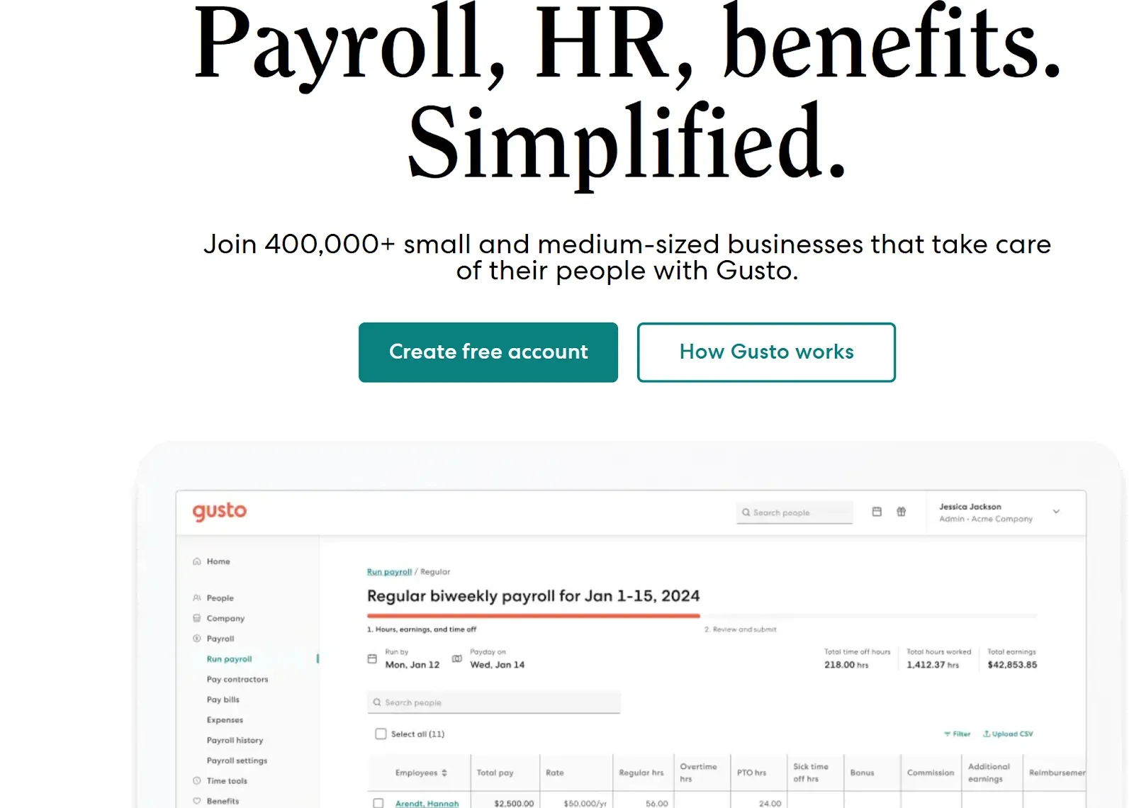 Gusto offers a cloud-based solution that brings together payroll, benefits, and basic compliance tools.webp