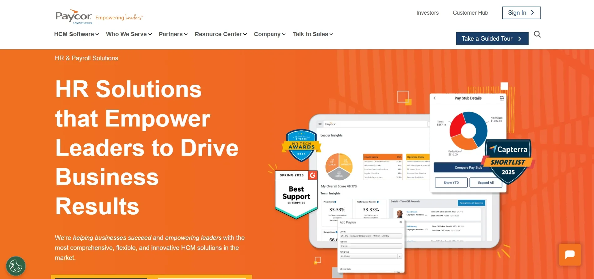 Paycor offers a comprehensive HR and payroll software solution ideal for small businesses